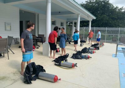 Students prepare their equipment